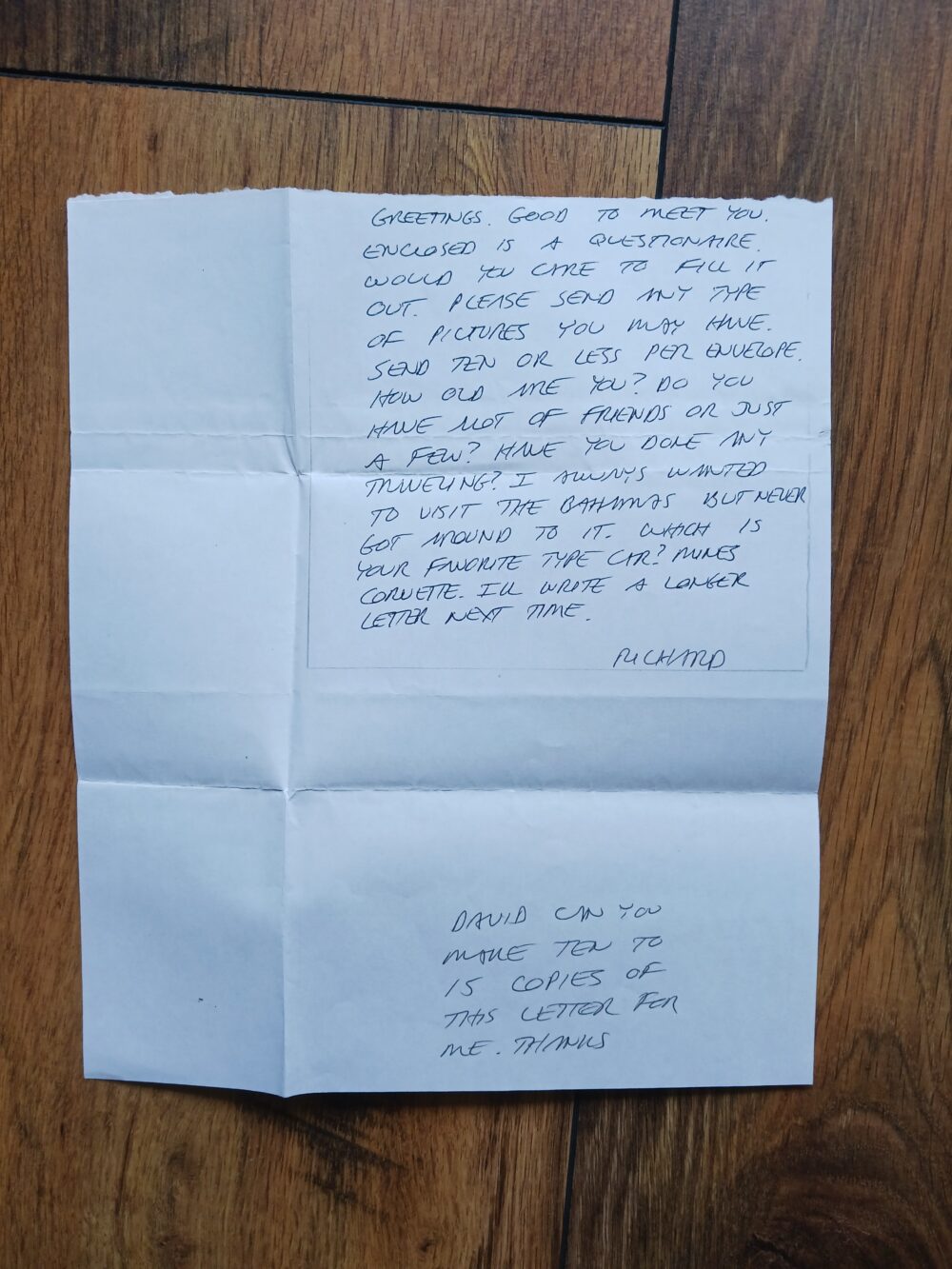 Richard Ramirez : Lettre et note